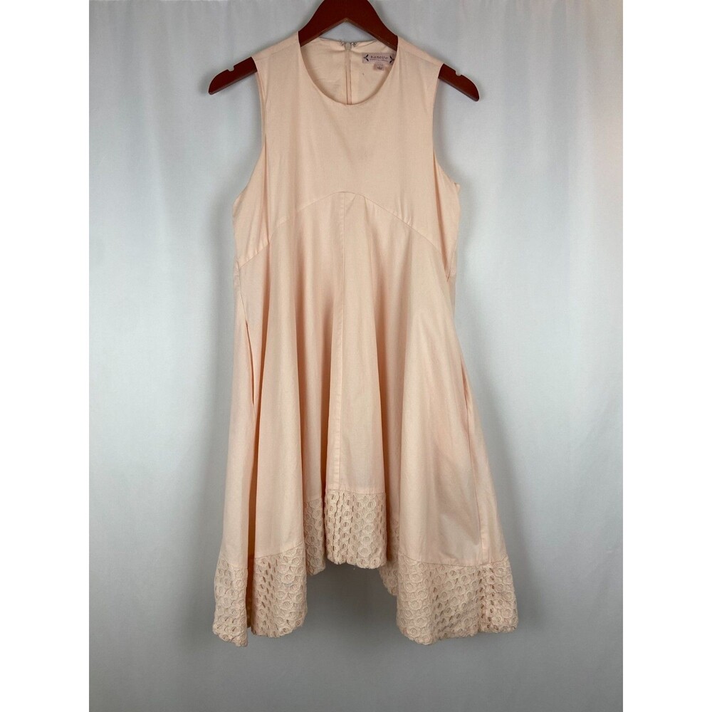 Nanette Lepore Sz 2 Pink Handkerchief Hem Eyelet Lace Babydoll Cottagecore Angel